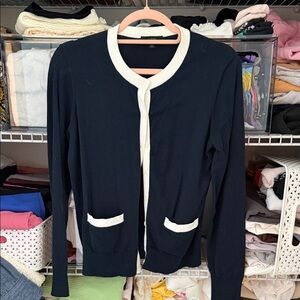 J. Crew Classic Navy and Cream Cardigan